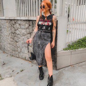 Leopard slit hip wrap skirt S M L XL